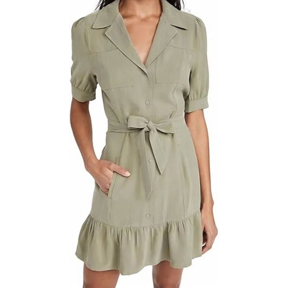 PAIGE Mayslie‎ Dress Sage Green Utility Belted Mini Shirt Dress XL